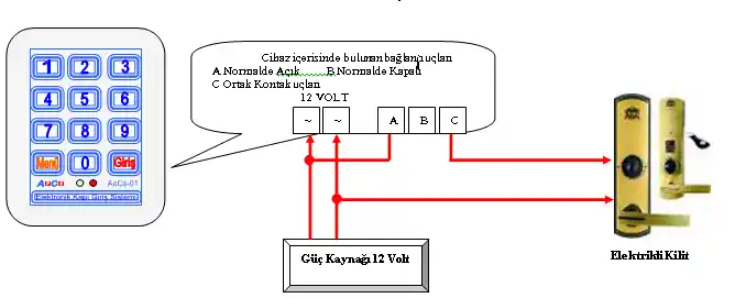 şifreli kilit devresi bağlantı şeması